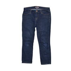 Tommy Hilfiger Women's Cropped Jeans Blue Size 4 Cotton Blend Zip Solid Pockets